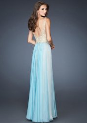 Aqua Deep V-neck Beaded Straps Long Sequin Prom Gowns Sale